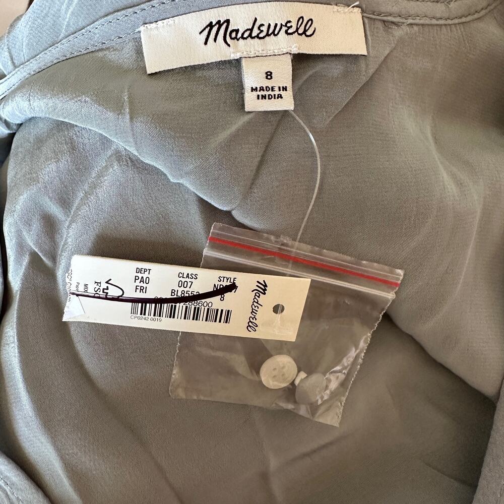 Madewell Dusty Blue Wrap Blouse - Picture 8 of 9